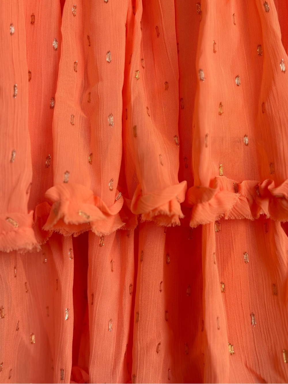 NWT Kobi Halperin Sophia Clip-Dot Blouson Dress Musk Melon Orange S - Picture 8 of 8